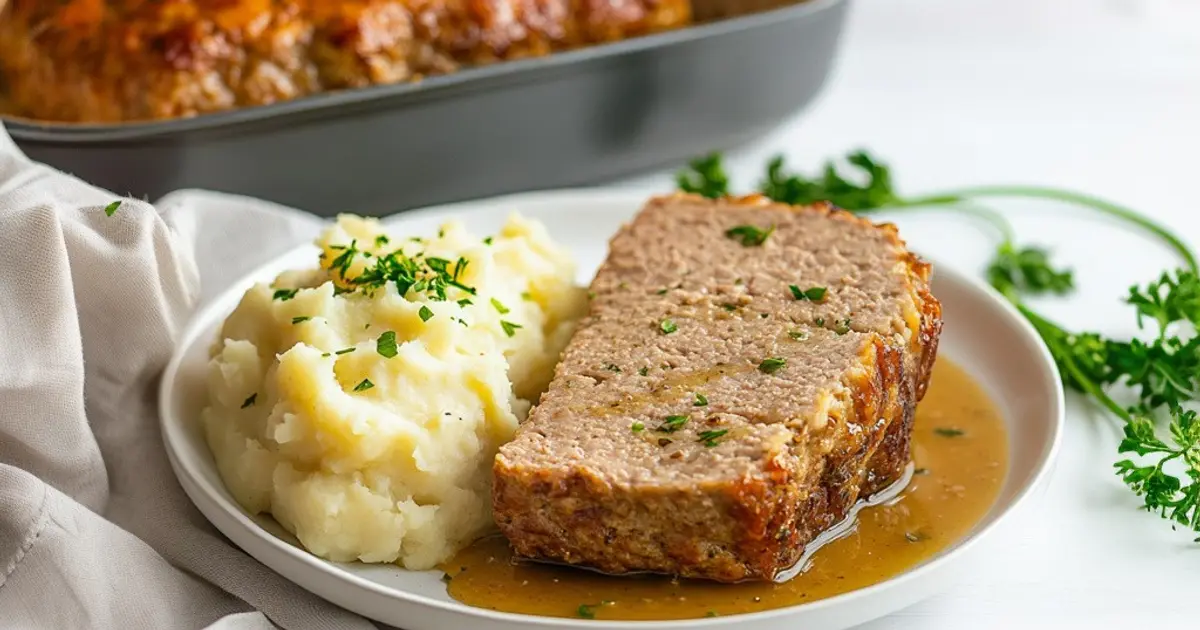 Faschierter Netzbraten mit Kartoffelpüree