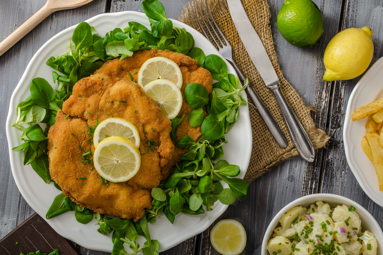 Gebackene Schweinsfledermäuse mit Erdapfelsalat