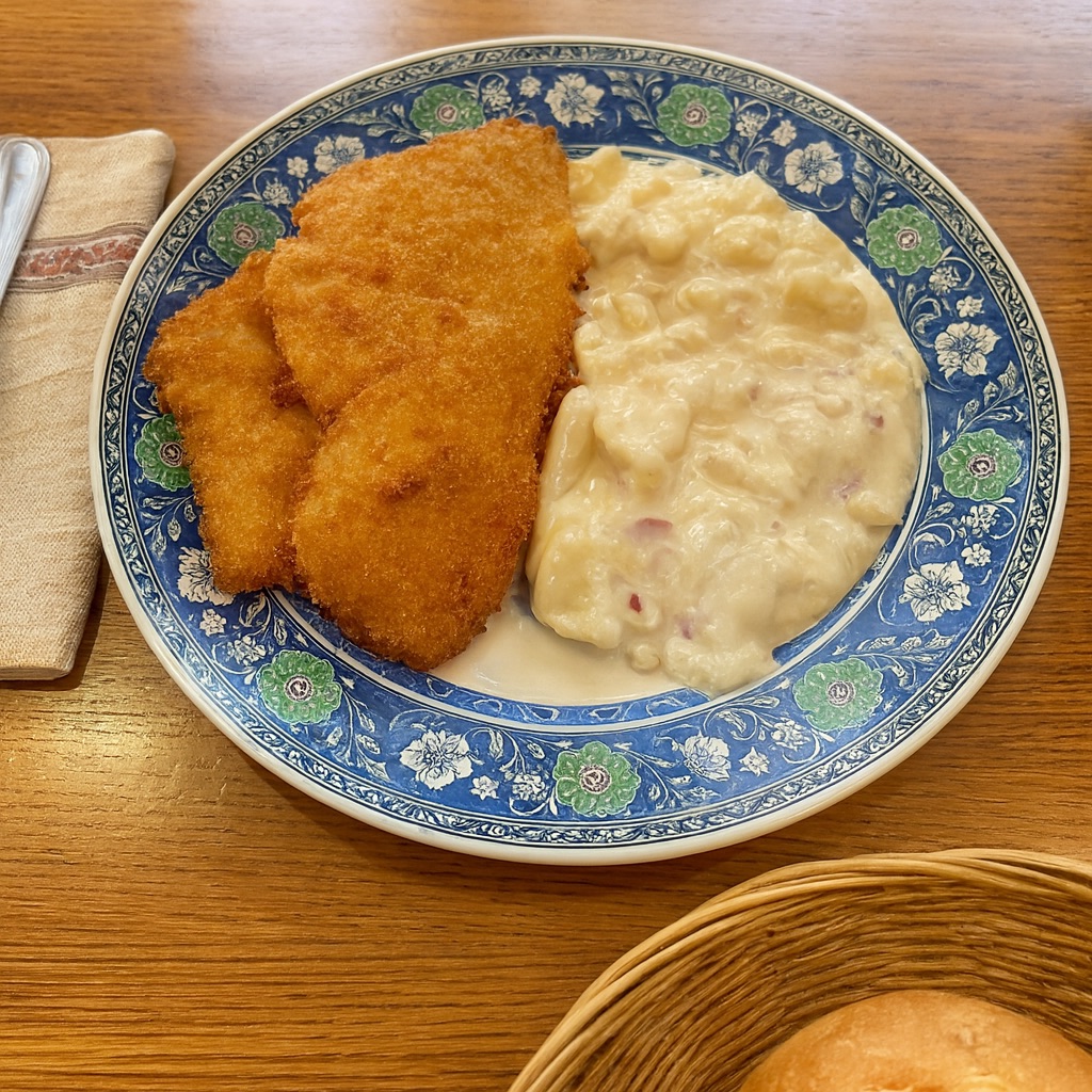 Gebackener Fisch mit Mayonnaisesalat