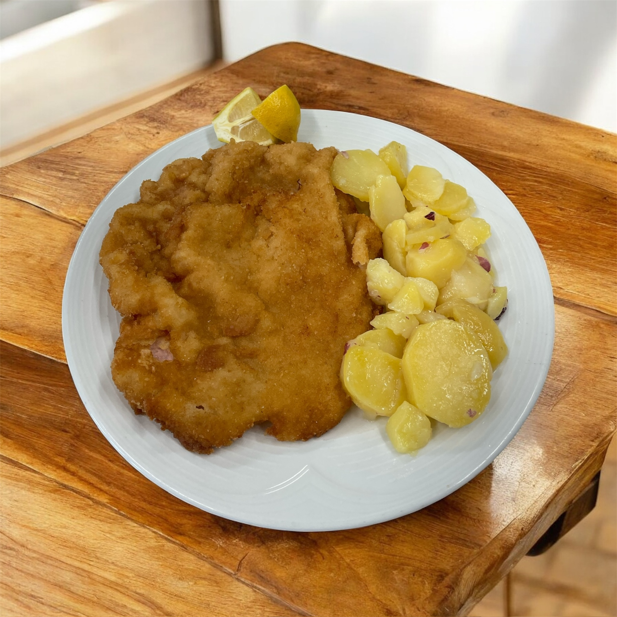 Riesen Surschnitzel mit Erdäpfelsalat